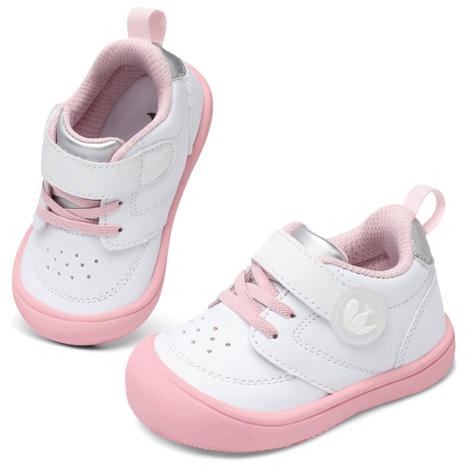 JOINFREE Baby Shoes Girls Boys Wide Barefoot Sneakers White Pink