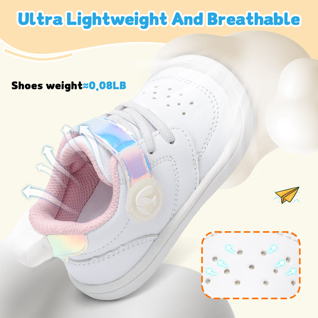 JOINFREE Baby Shoes Girls Boys Wide Barefoot Sneakers White