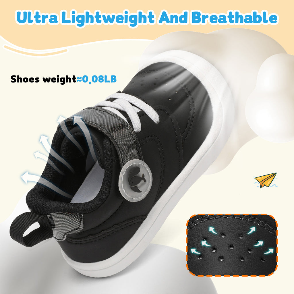 JOINFREE Baby Shoes Girls Boys Wide Barefoot Sneakers Black