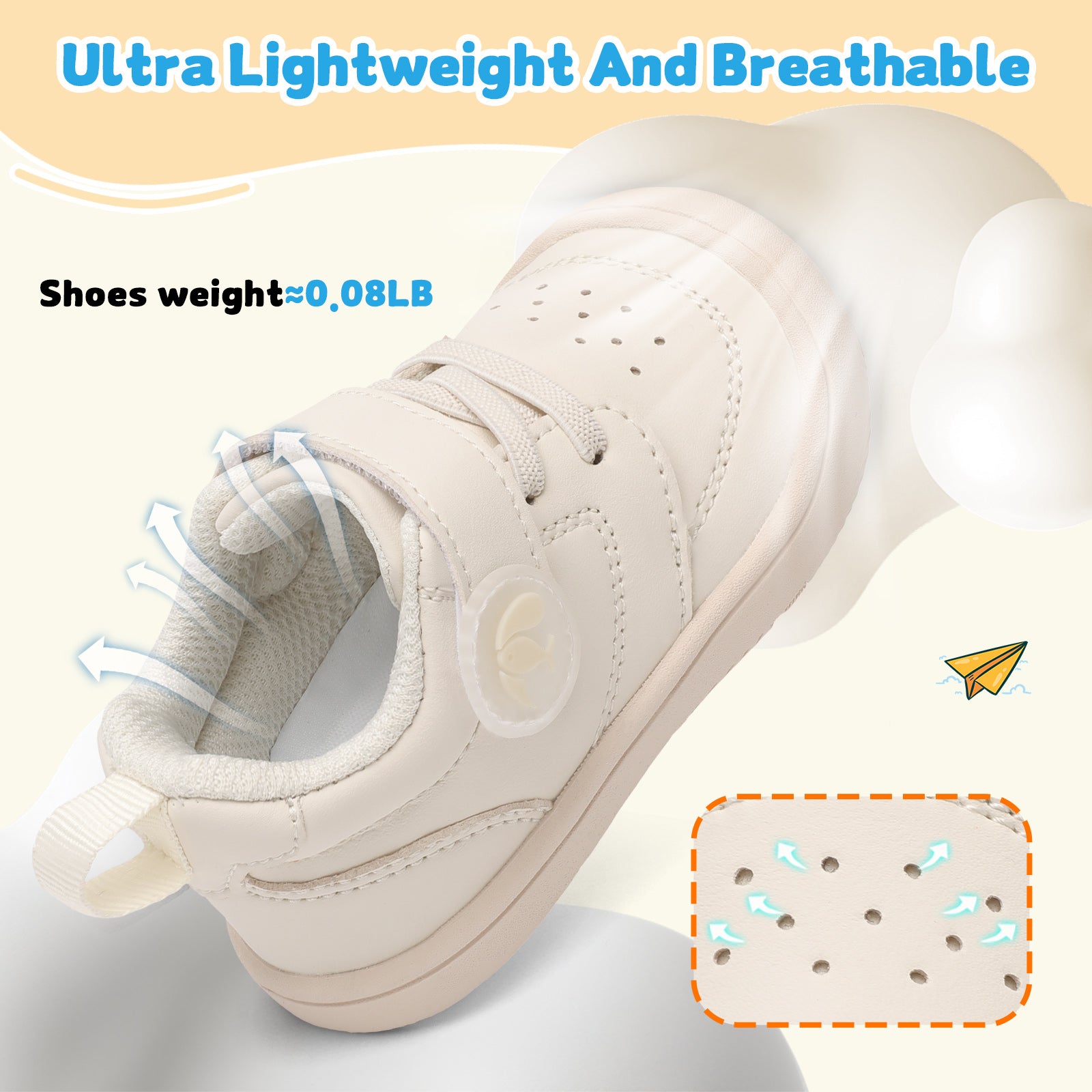 JOINFREE Baby Shoes Girls Boys Wide Barefoot Sneakers Beige