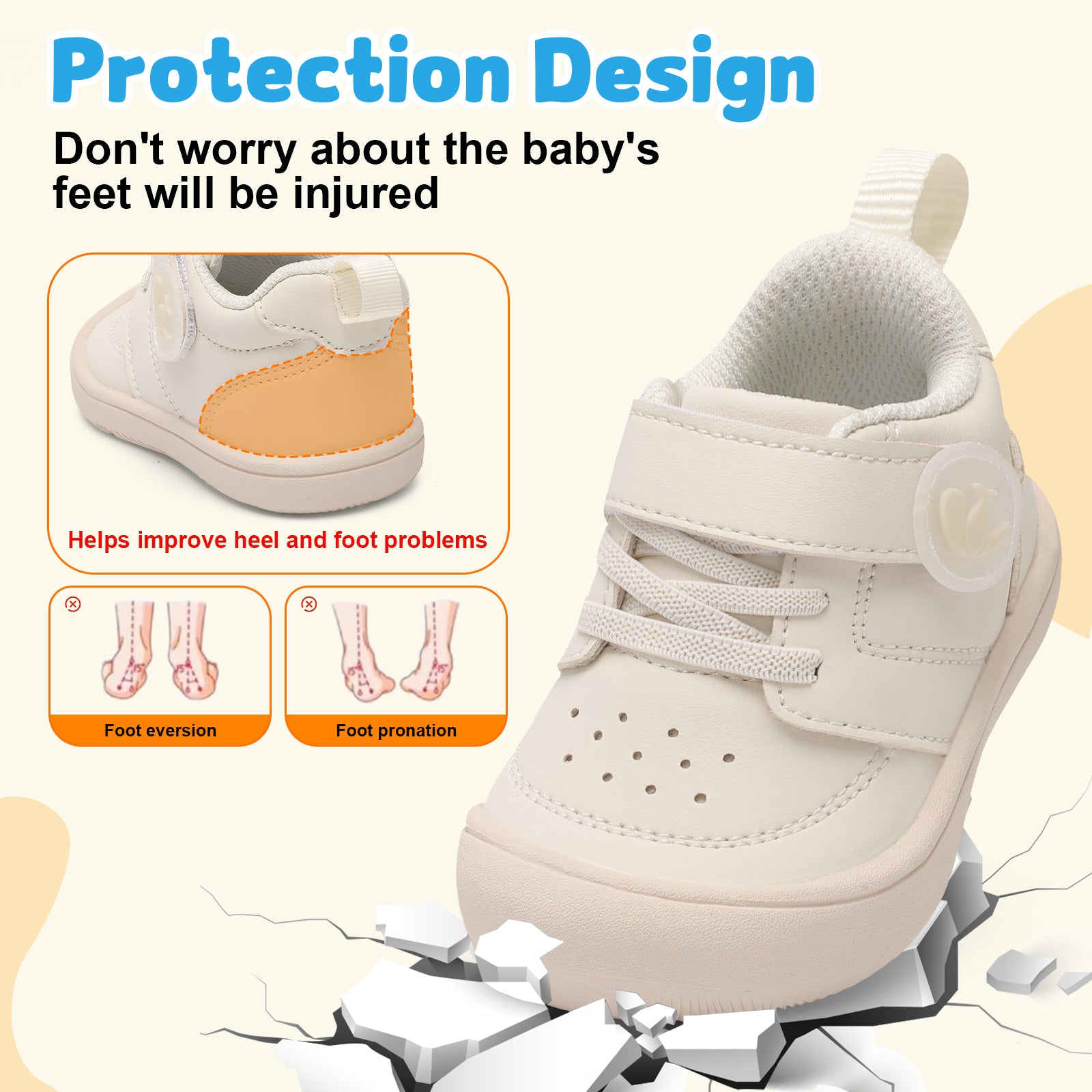 JOINFREE Baby Shoes Girls Boys Wide Barefoot Sneakers Beige