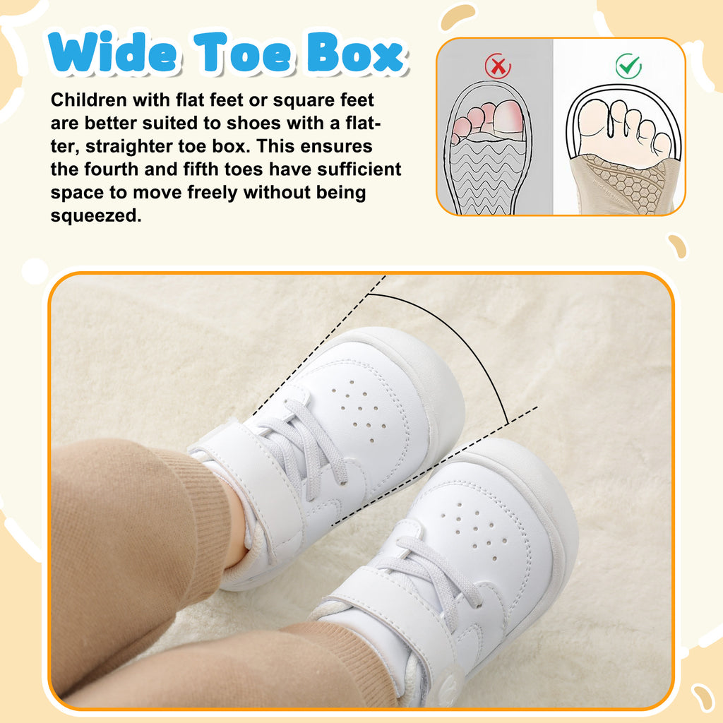 JOINFREE Baby Shoes Girls Boys Wide Barefoot Sneakers All White