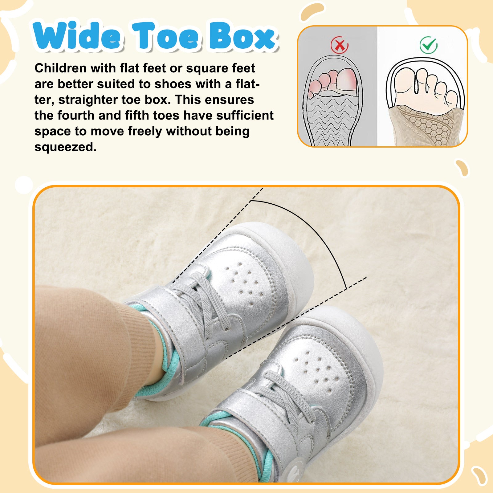 JOINFREE Baby Shoes Girls Boys Wide Barefoot Sneakers Grey