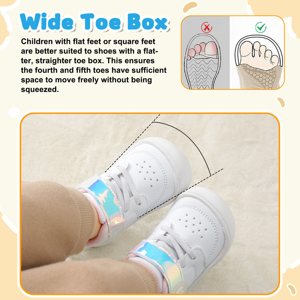 JOINFREE Baby Shoes Girls Boys Wide Barefoot Sneakers White