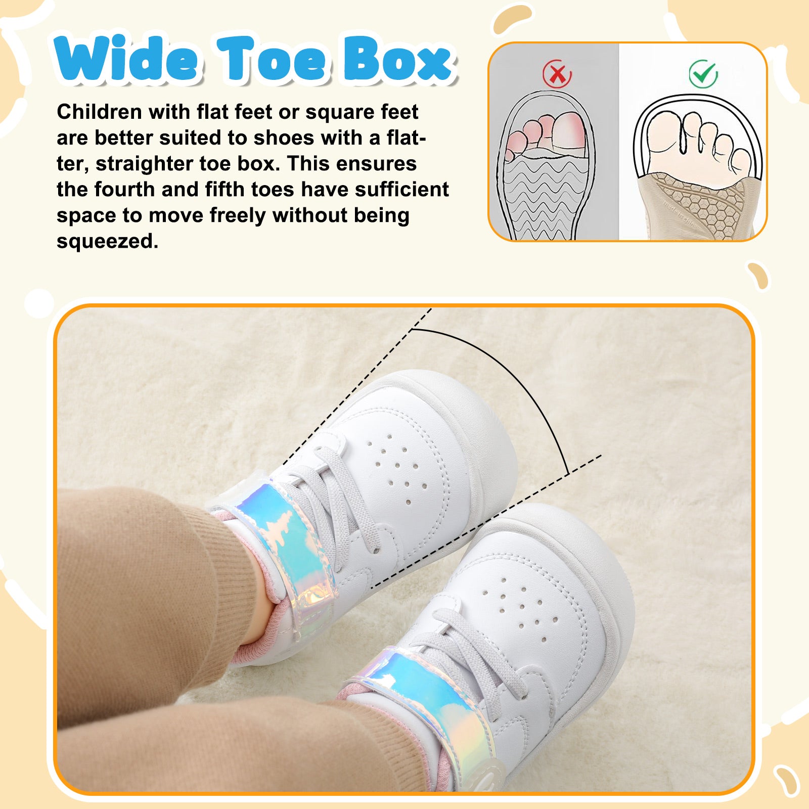 JOINFREE Baby Shoes Girls Boys Wide Barefoot Sneakers White