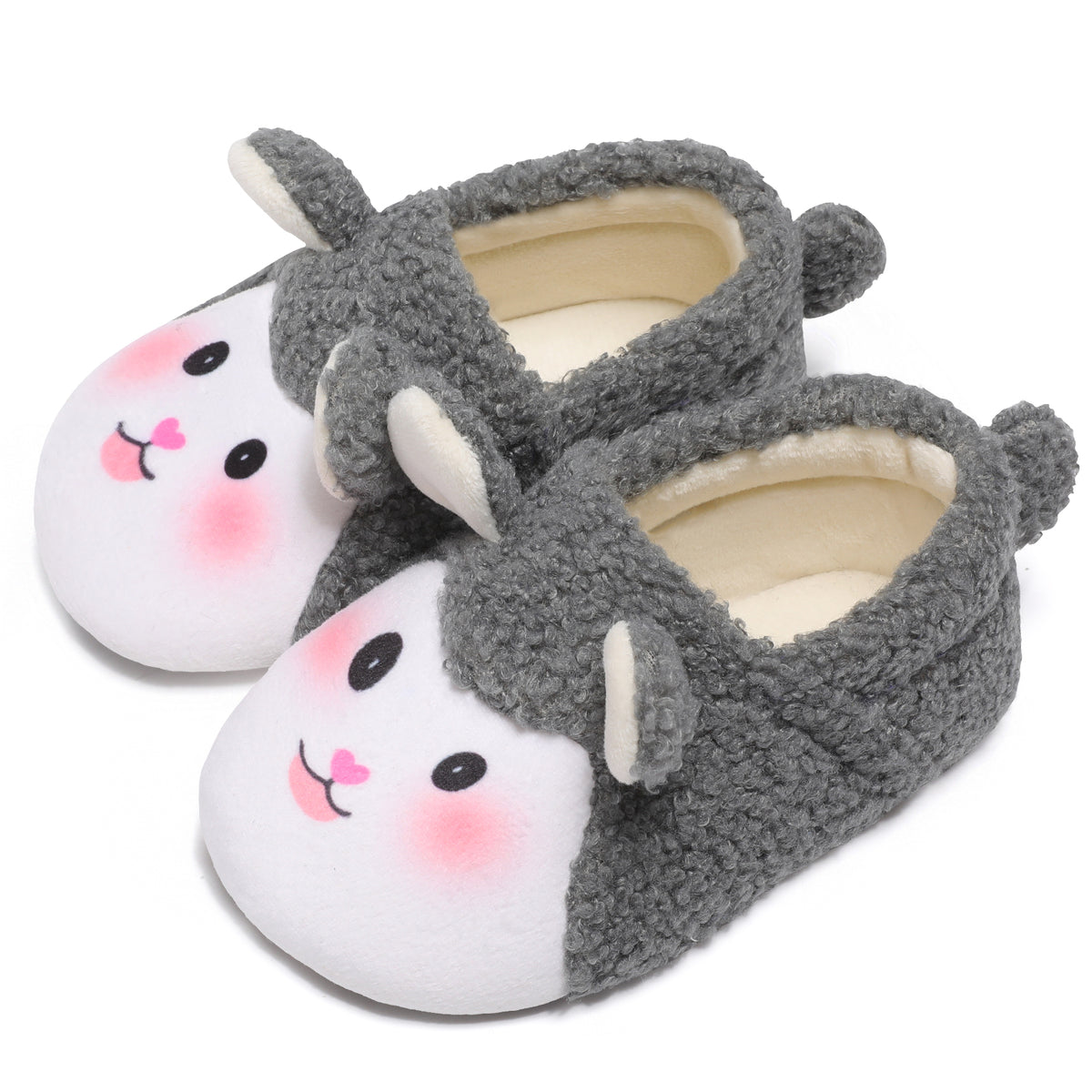 JOINFREE Toddler Boys Girls House Slippers Slip On Soft Wide Slippers Grey