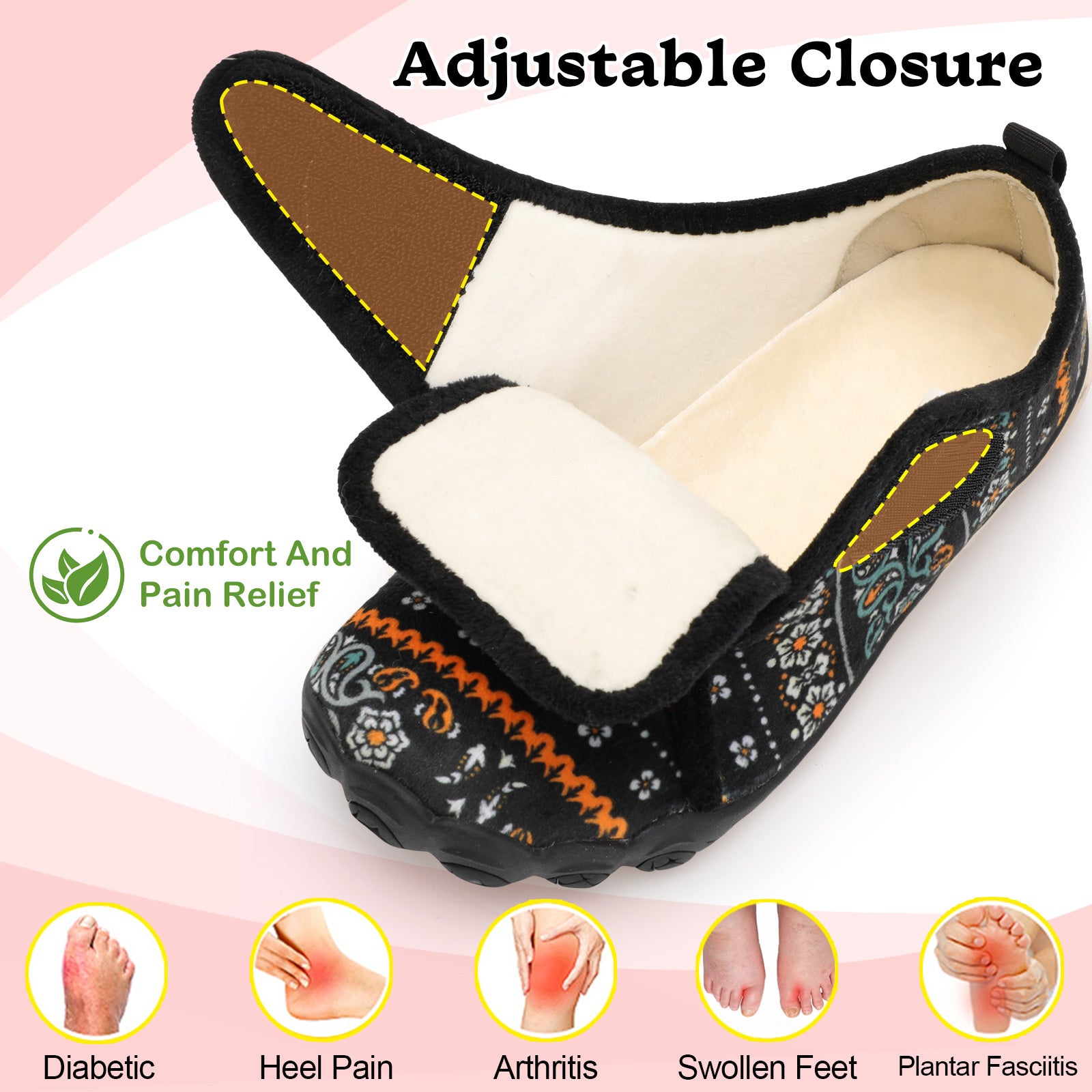 Women Black Bohemia House Shoes A