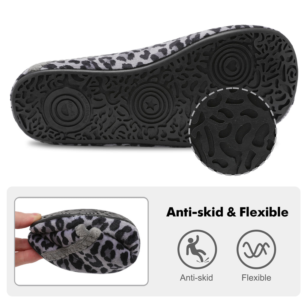 Adult Grey Leopard House Shoes B