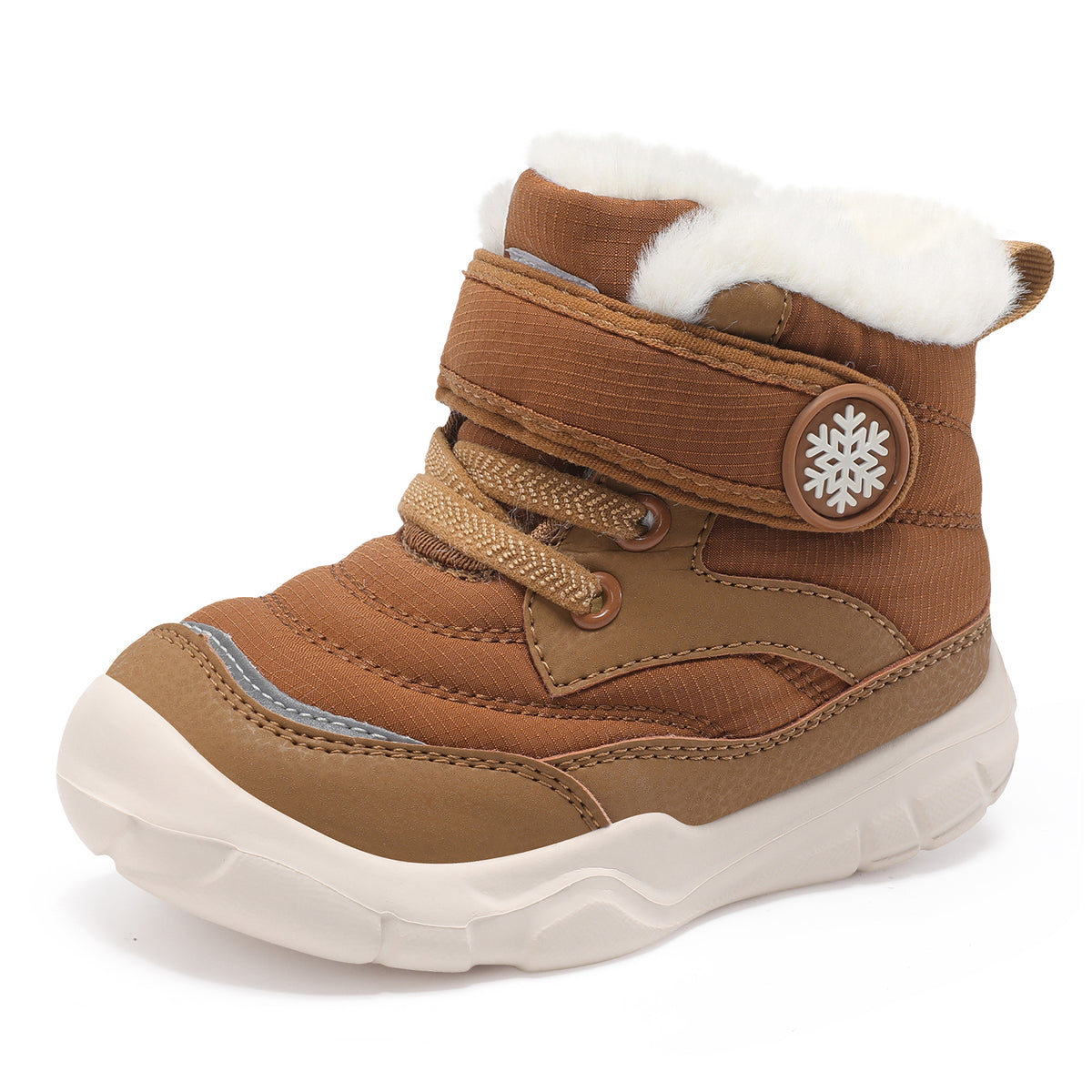 JOINFREE Toddler Boys Girls Snow Boots Waterproof Warm Boots Outdoor Brown