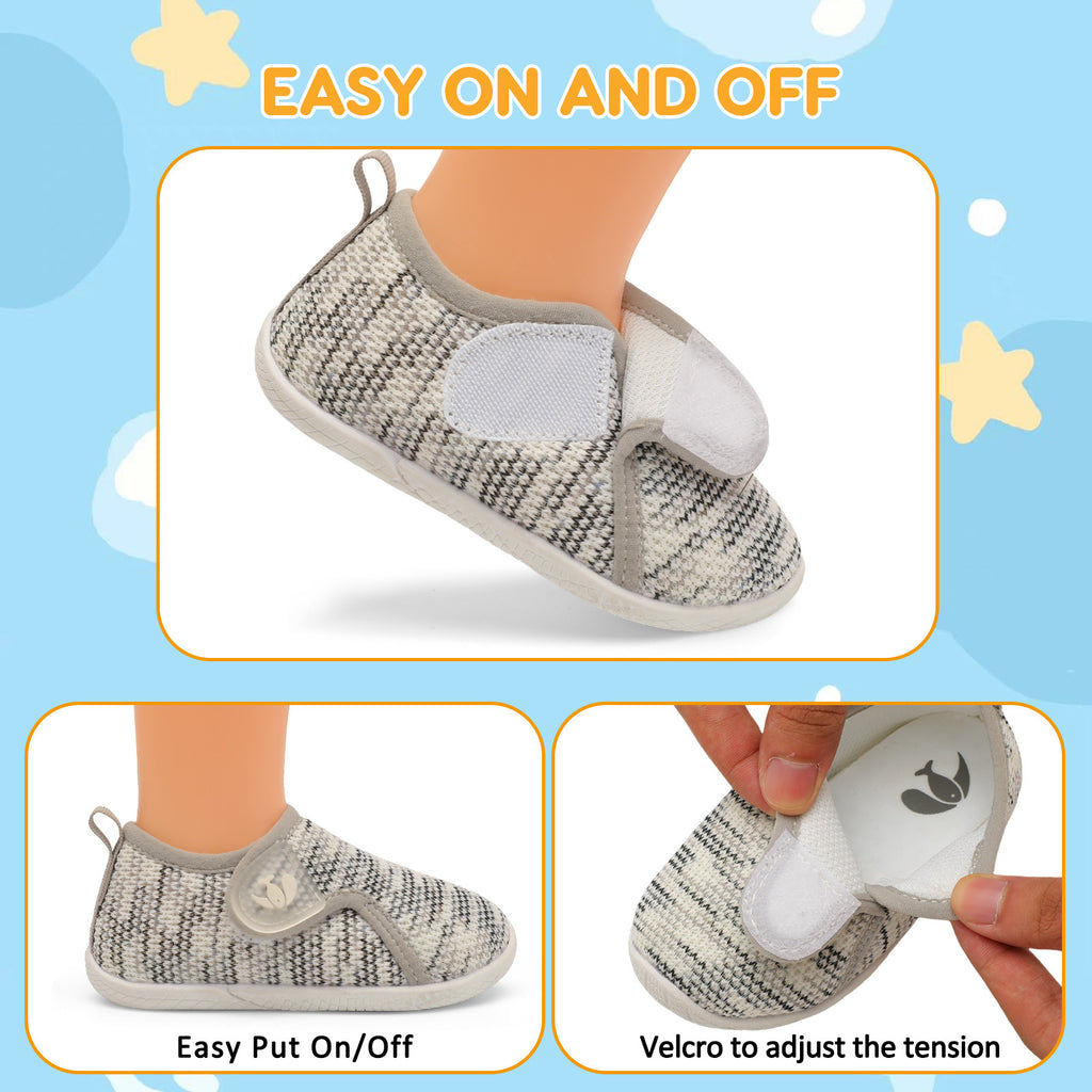 Baby GreyBlackStriped Walk shoe F