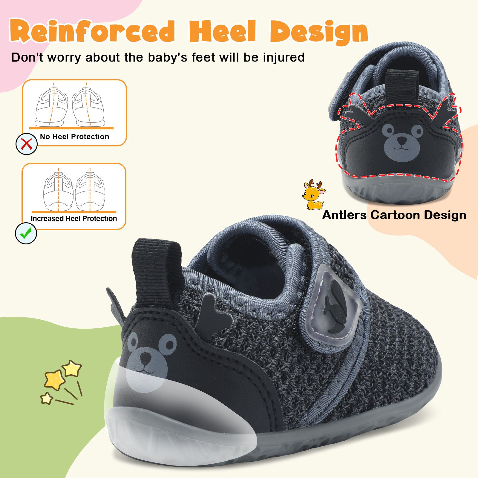 Baby Black Grey Walk shoe E