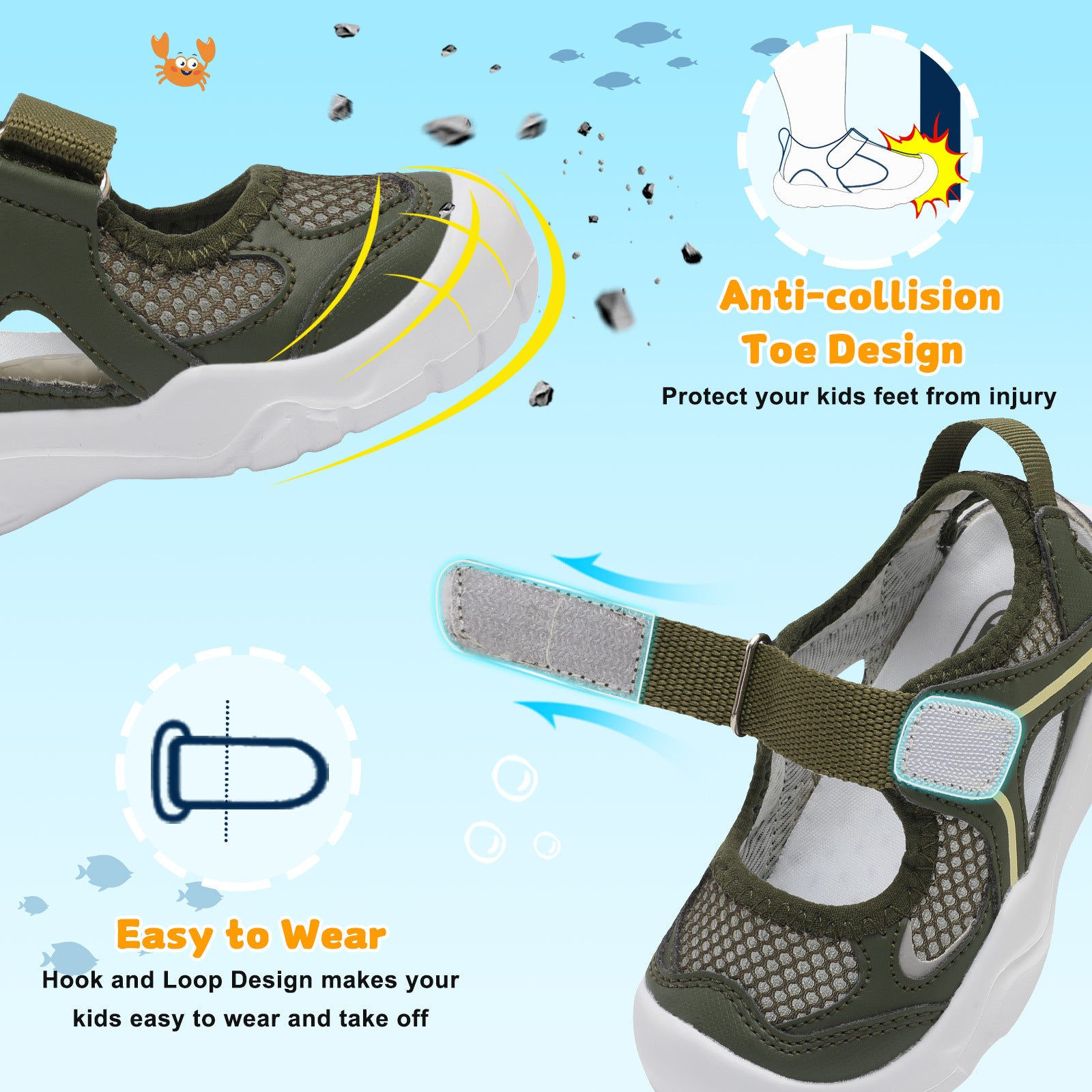 Kid DarkGreen Water shoe D