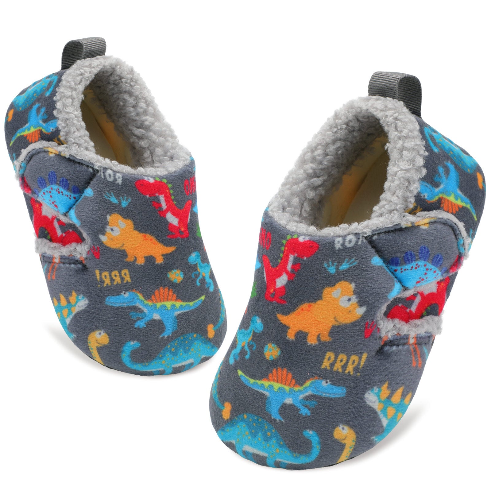 Kid Grey Dinosaur Slipper B
