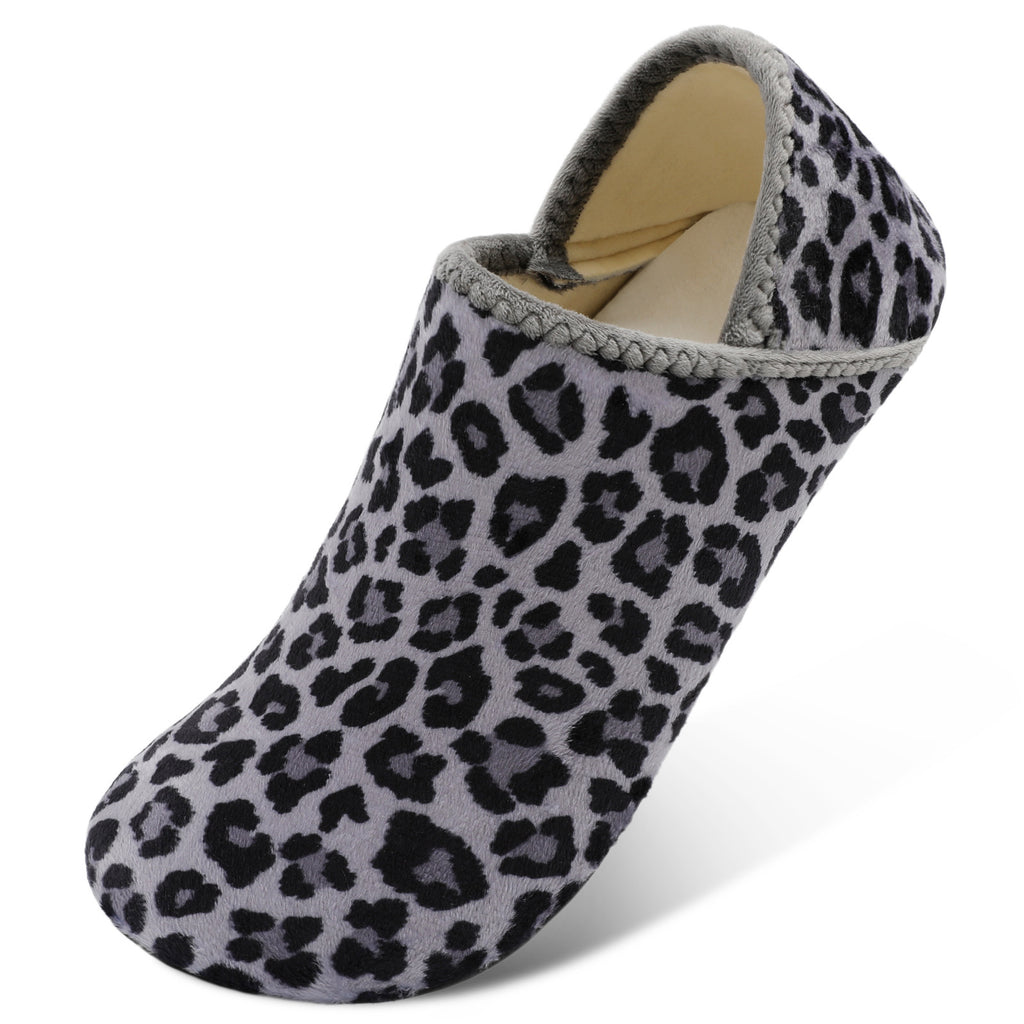 Adult Grey Leopard House Shoes B