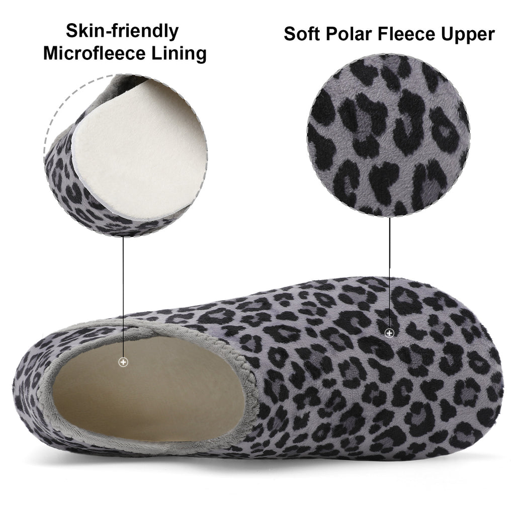 Adult Grey Leopard House Shoes B