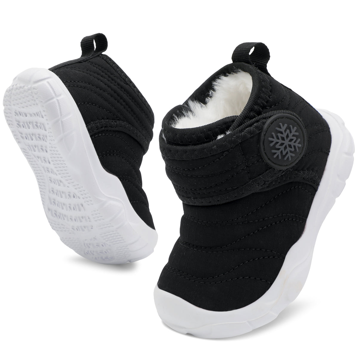 JOINFREE Toddler Boys Girls Winter Boots Waterproof Snow Boots Indoor Outdoor Black