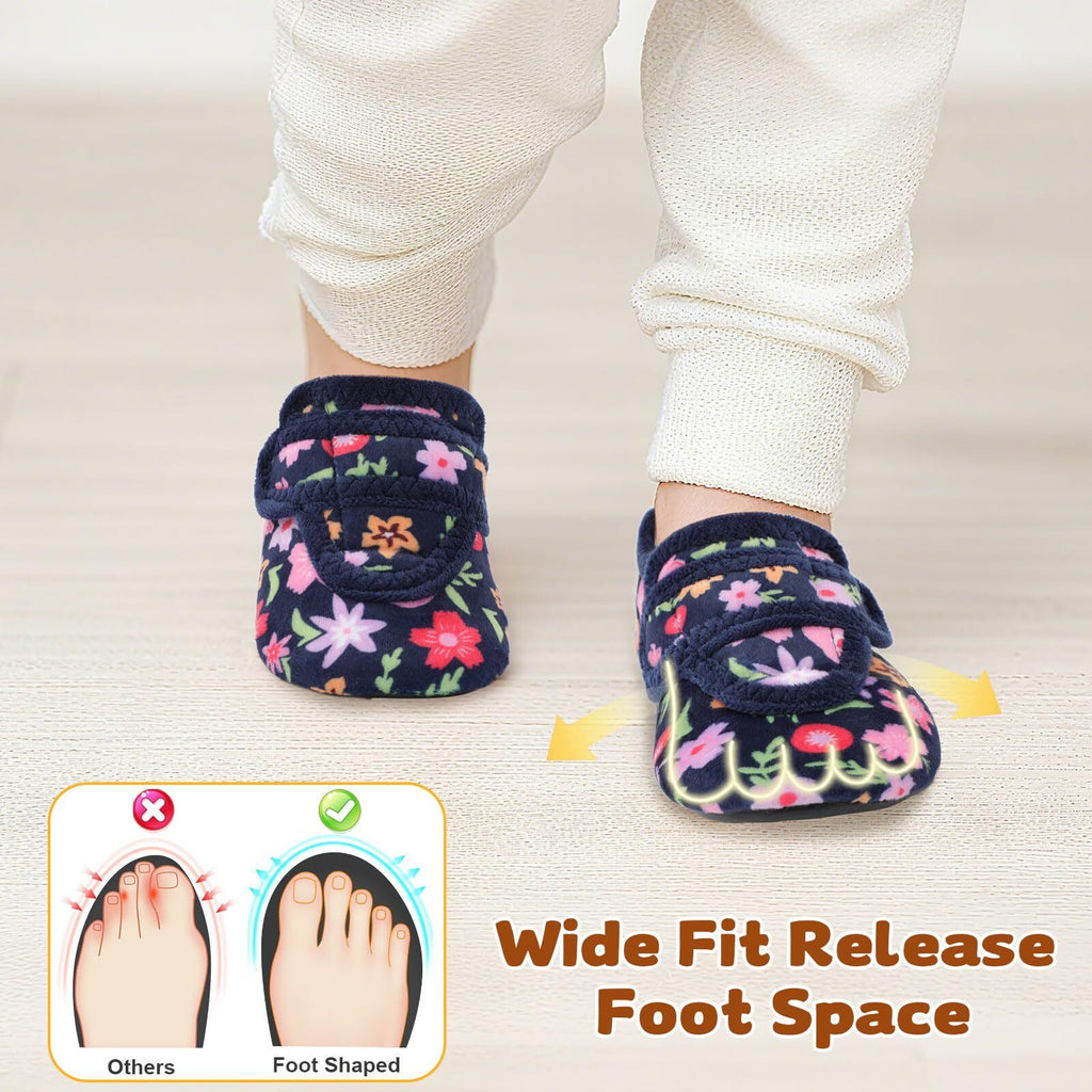 Kid NavyFlower Slipper A