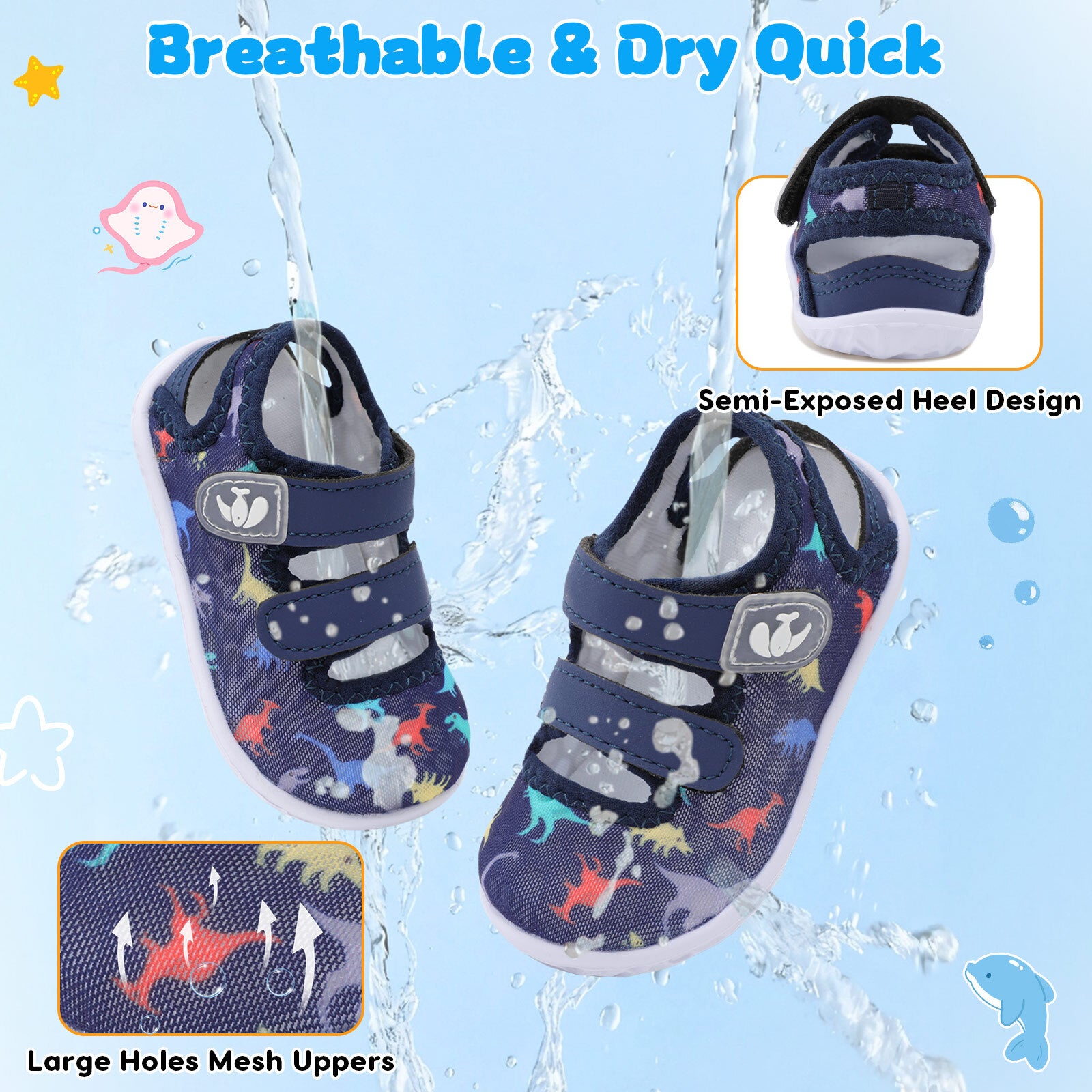 Baby Blue Dinosaurs Water shoe B
