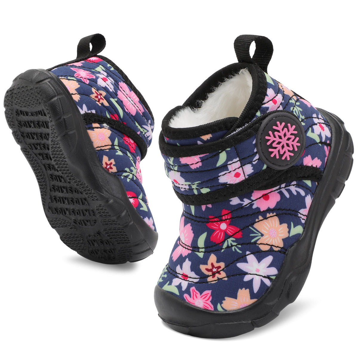 JOINFREE Toddler Boys Girls Winter Boots Waterproof Snow Boots Indoor Outdoor Foral