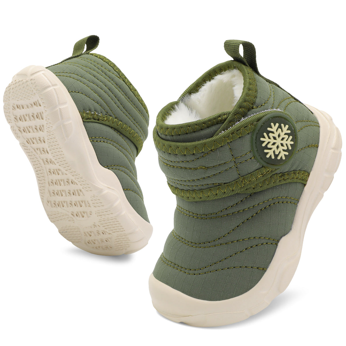 JOINFREE Toddler Boys Girls Winter Boots Waterproof Snow Boots Indoor Outdoor Green