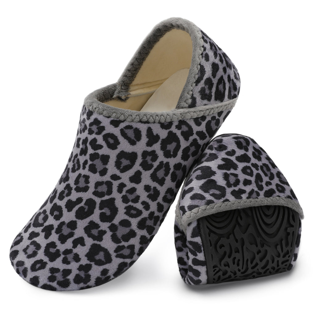Adult Grey Leopard House Shoes B