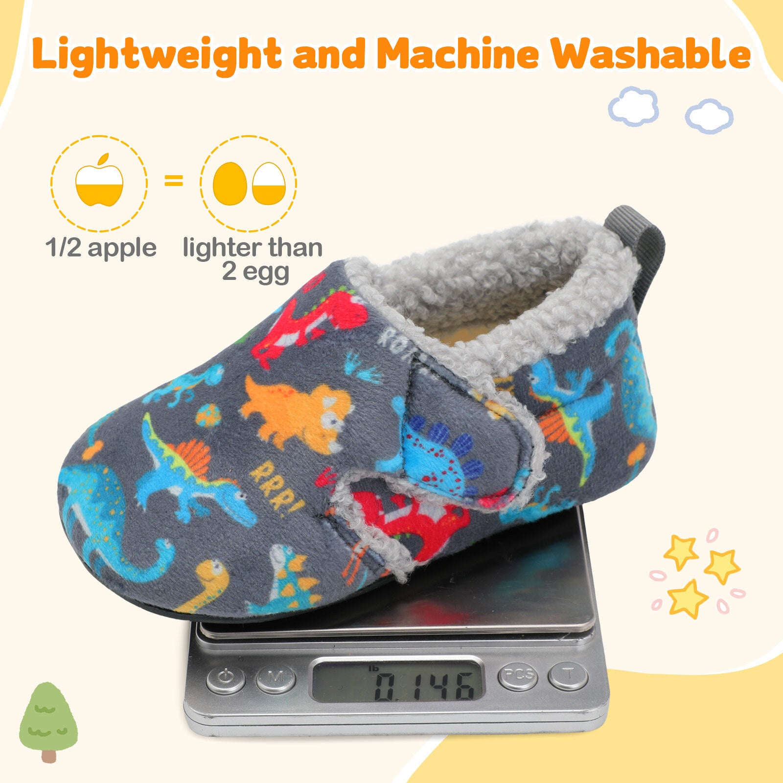 Kid Grey Dinosaur Slipper B