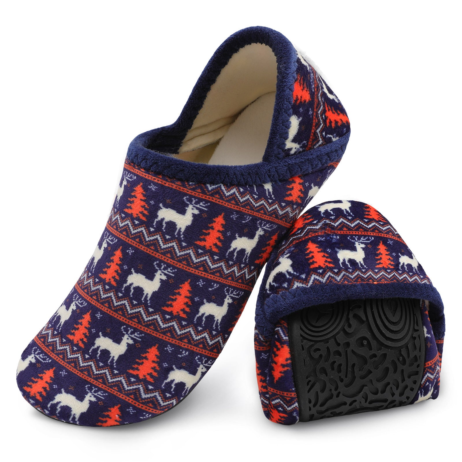 Adult Navy Deer House Shoes B