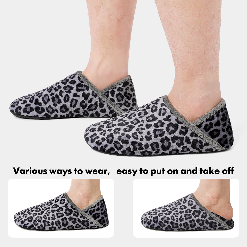 Adult Grey Leopard House Shoes B