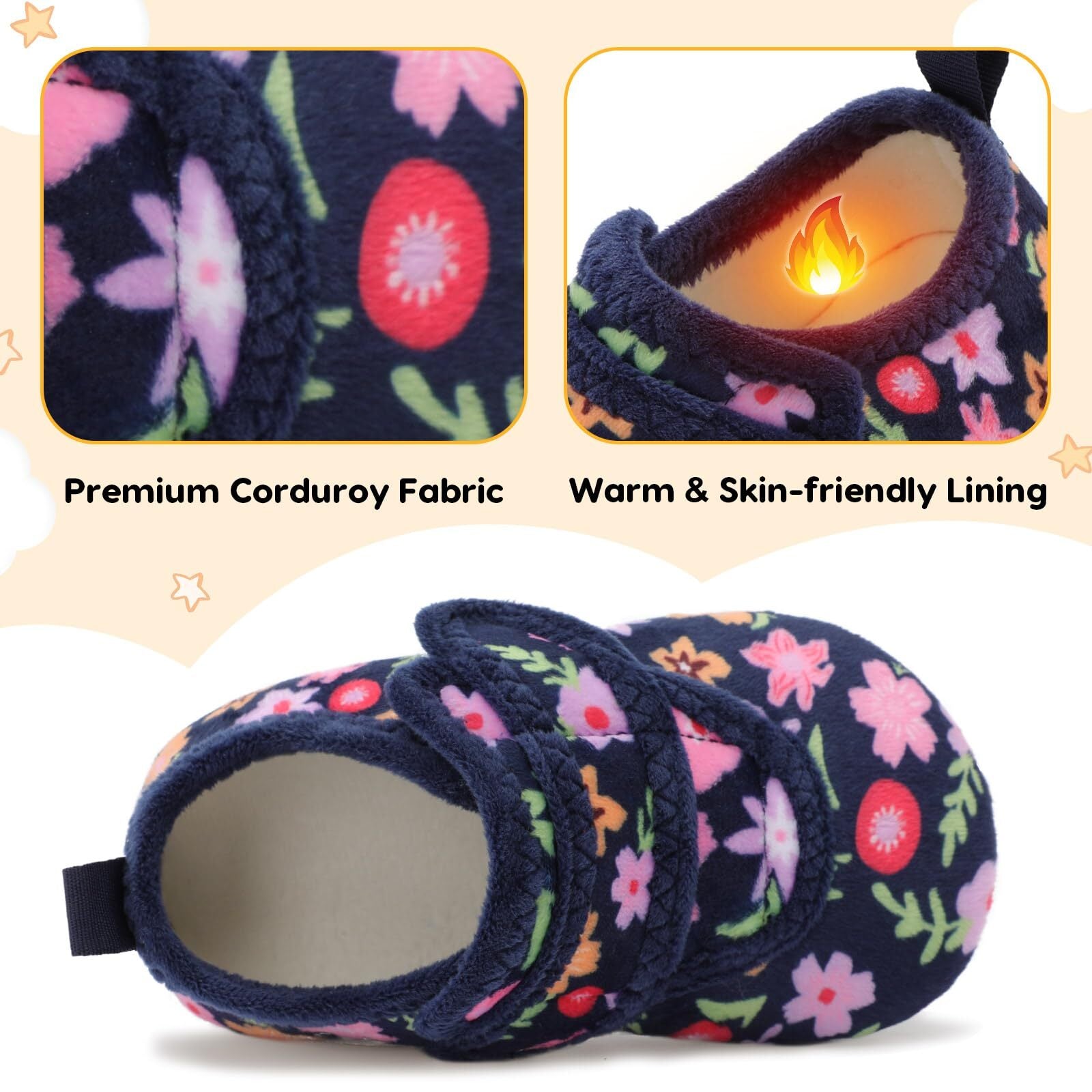 Kid NavyFlower Slipper A