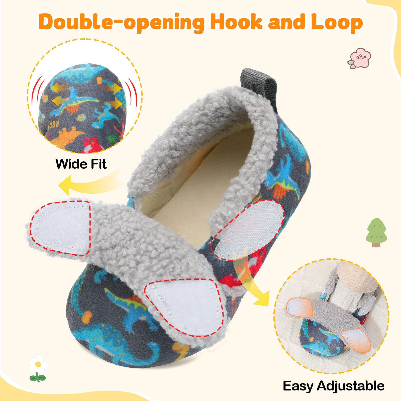 Kid Grey Dinosaur Slipper B