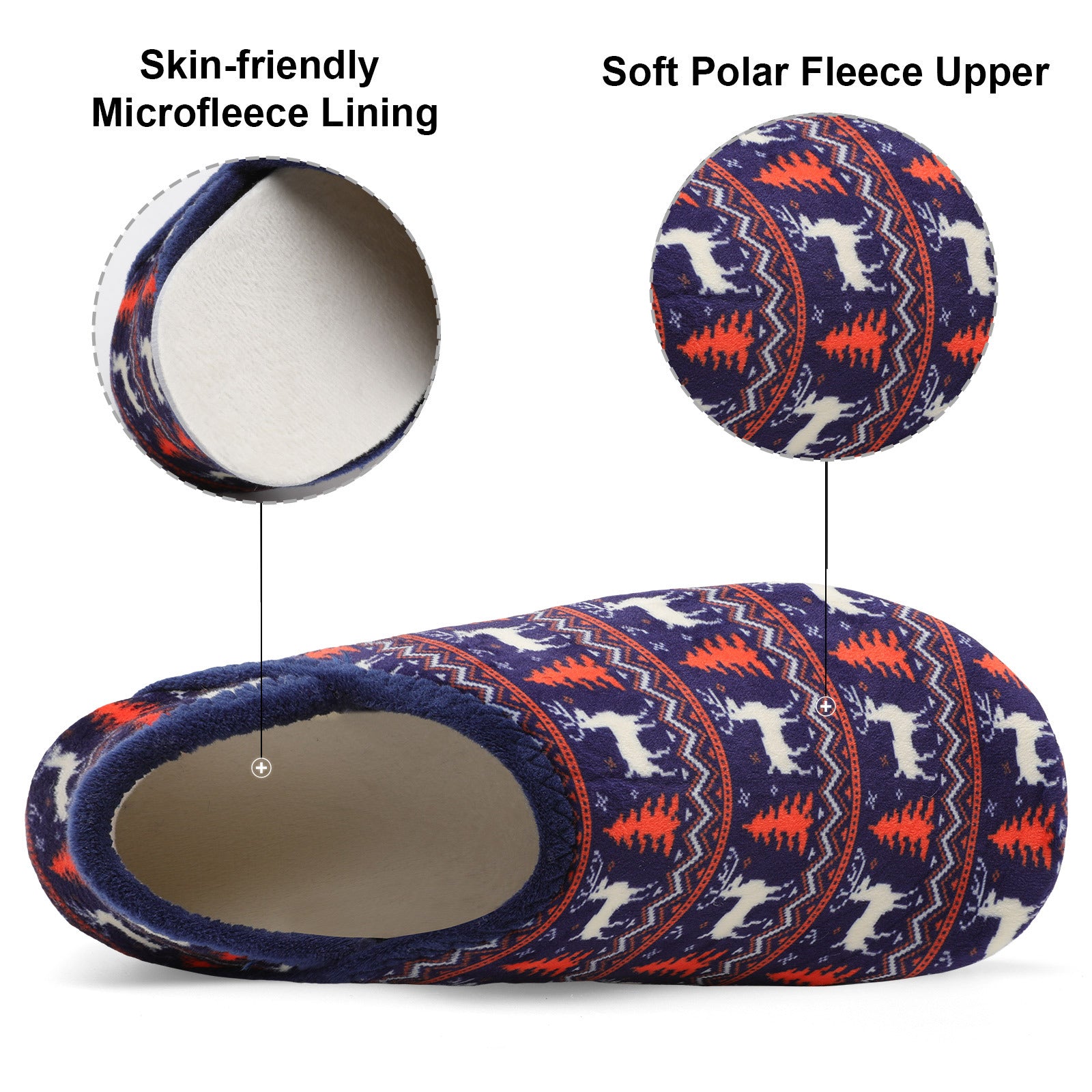 Adult Navy Deer House Shoes B