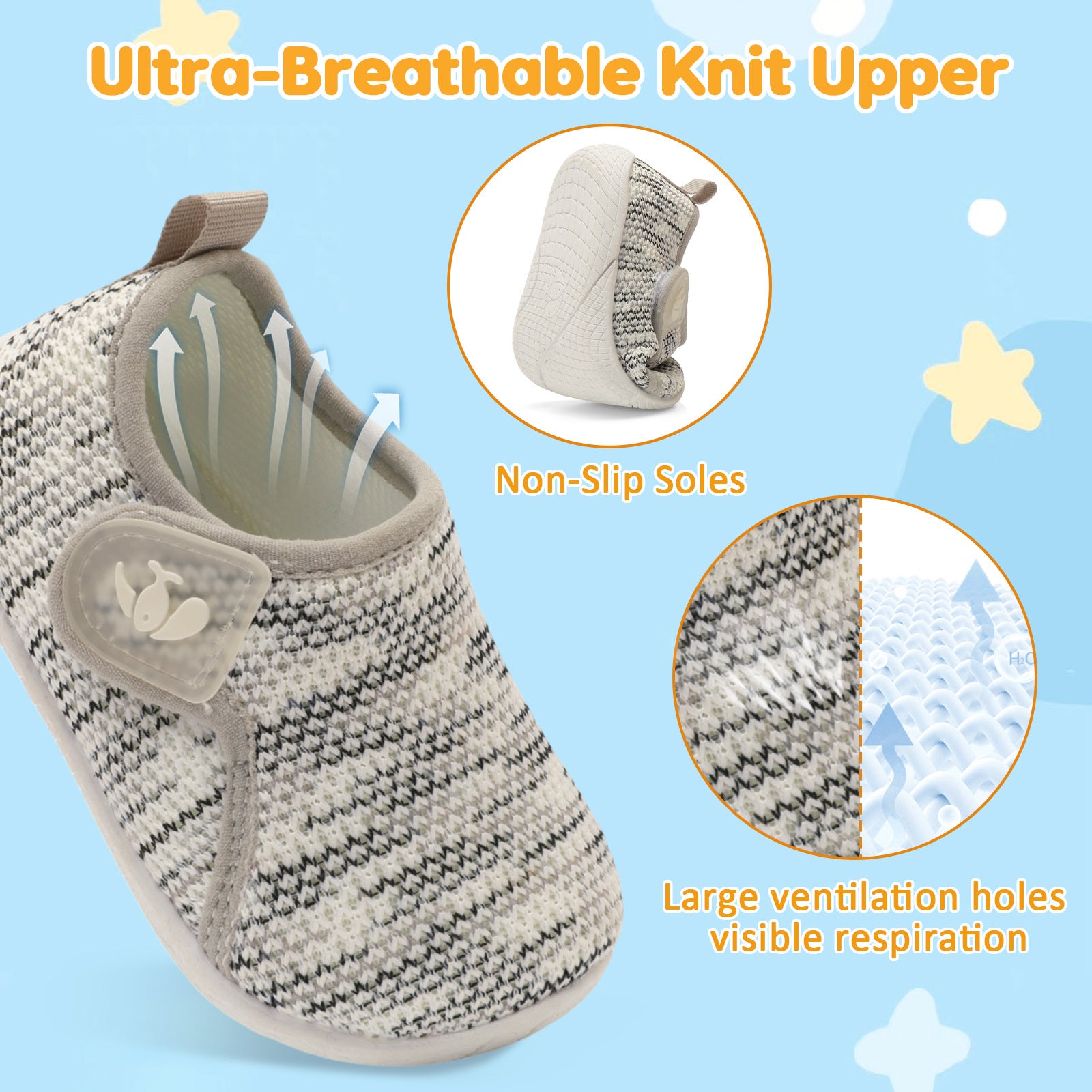 Baby GreyBlackStriped Walk shoe F
