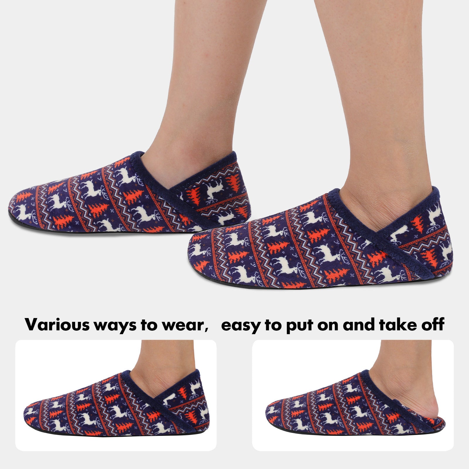 Adult Navy Deer House Shoes B