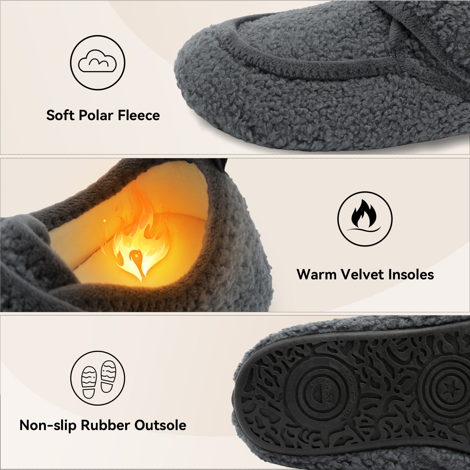 Adult Grey Slippers A