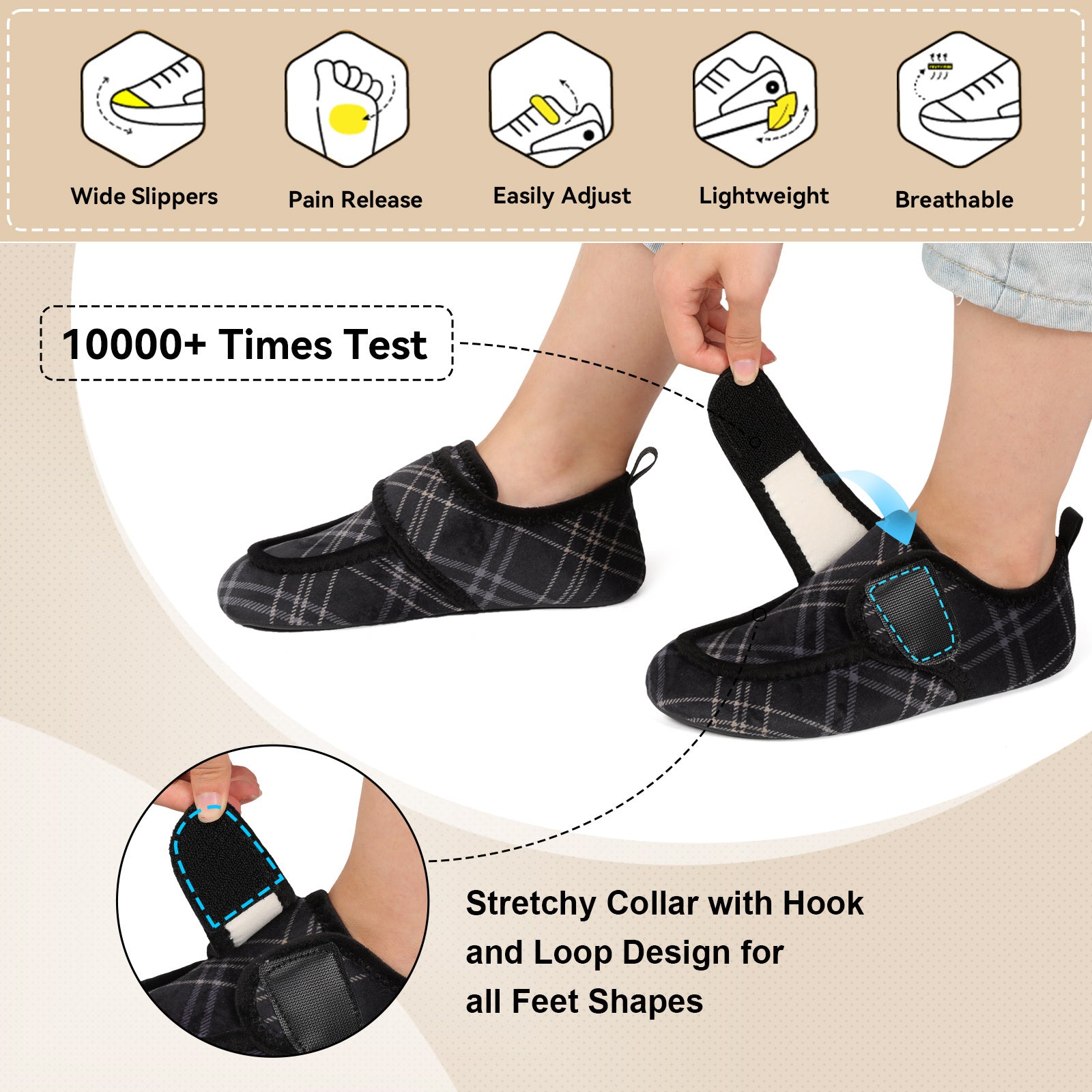 Adult Blackplaid Slippers A
