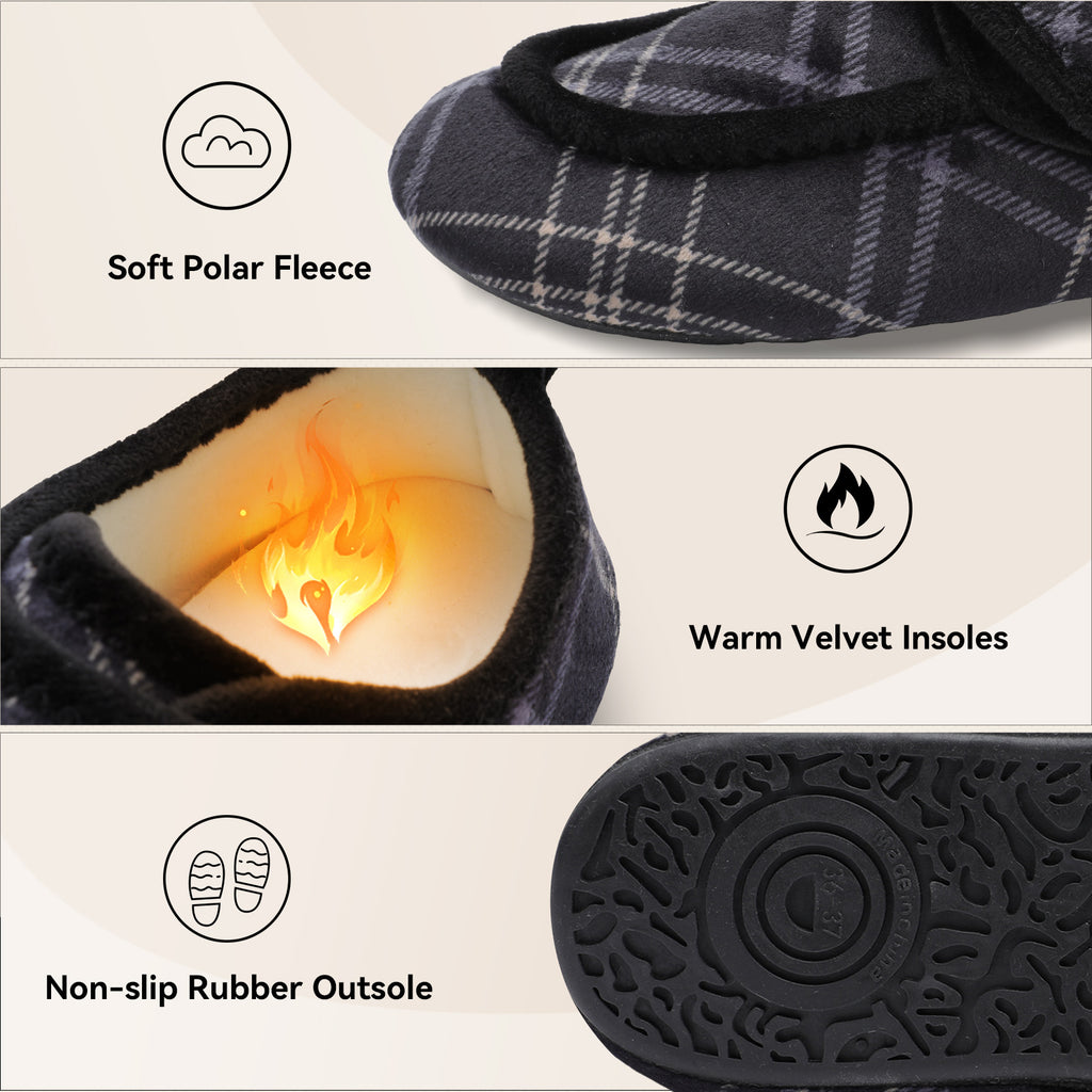 Adult Blackplaid Slippers A