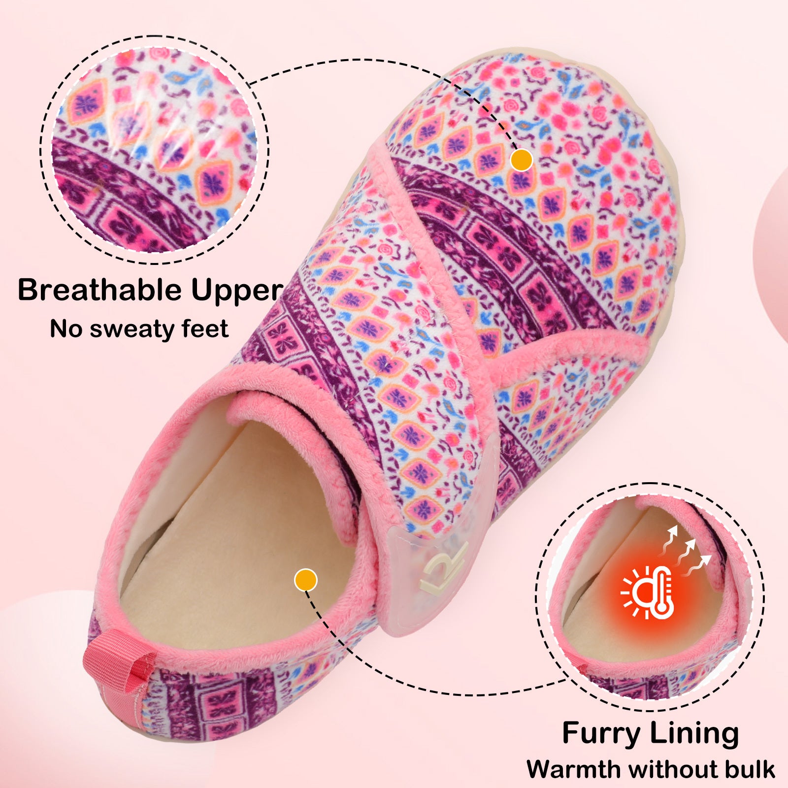Women Pink Bohemia House Shoes A