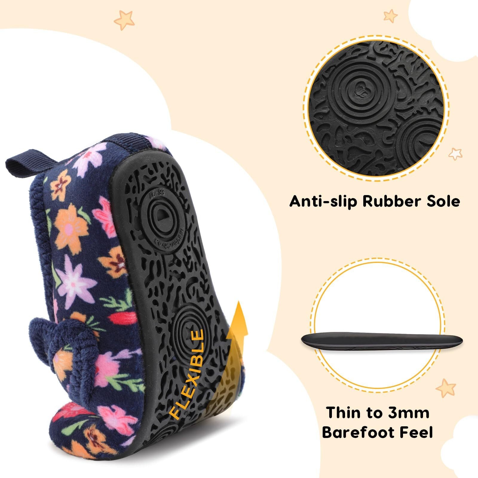 Kid NavyFlower Slipper A