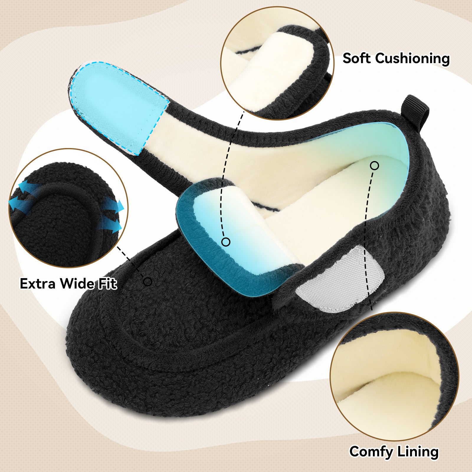 Adult Black Slippers A